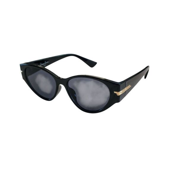 Sean John Solid Black Gold Cat-Eye Sunglasses NYC Club Style w NEW Leather Case - Picture 9 of 16